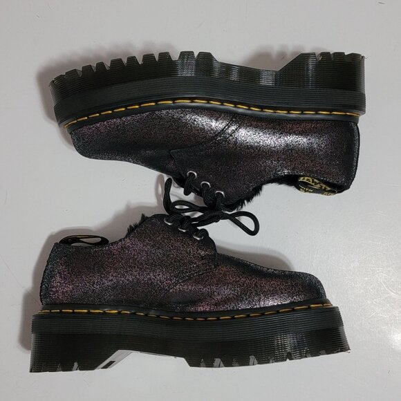 NEW Dr Martens 1461 Faux Fur Oxfords Womens 7 Whimsygoth Platform Grunge Y2K - Picture 5 of 9